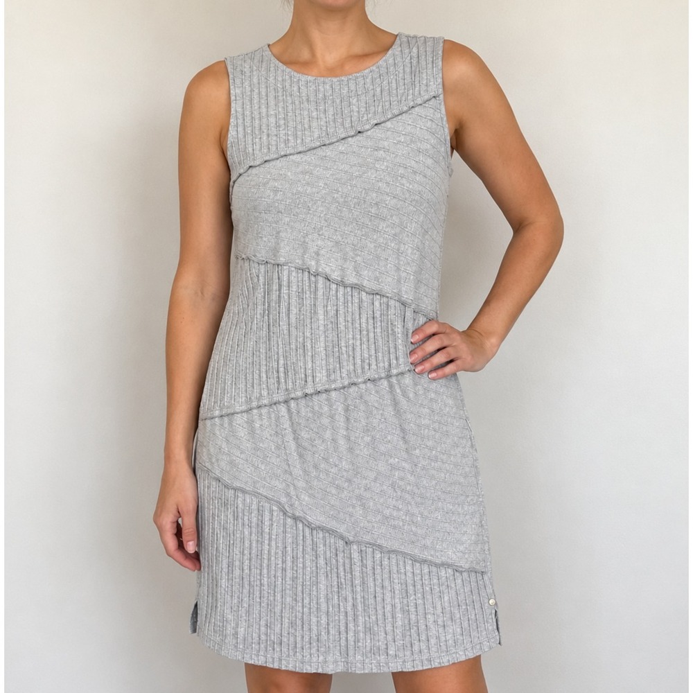 Neon Buddha Birch Shift Dress L 100% Cotton Knit Pullover Sleeveless Short Artsy